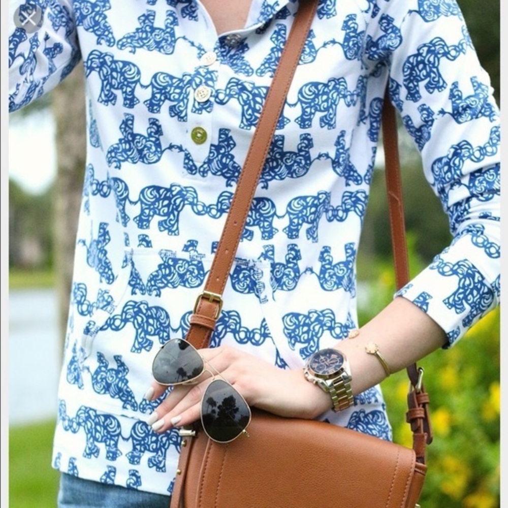 Lilly Pulitzer Captain Popover Sweatshirt Pack Your Trunk Blue Elephant Print S - Picture 8 of 10